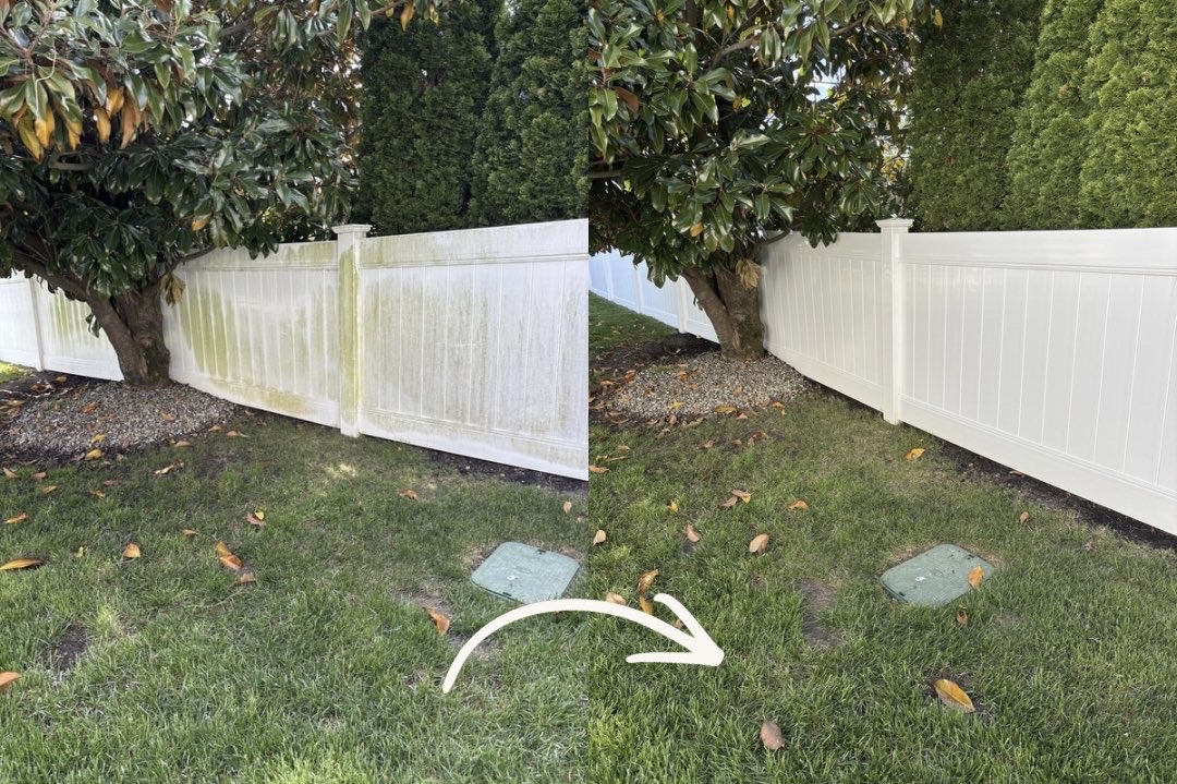 Fence cleaning before and after